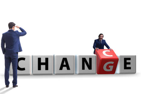Businessman in change and chance conceptの写真素材