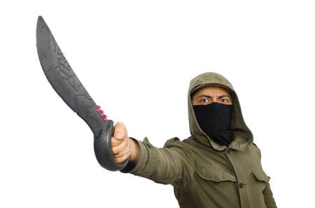 Criminal wearing mask isolated on white