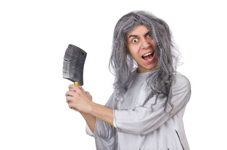 Funny old man isolated on whiteの写真素材