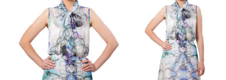 Beautiful long dress isolated on whiteの写真素材