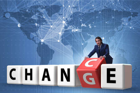 Businessman taking chance for changeの写真素材