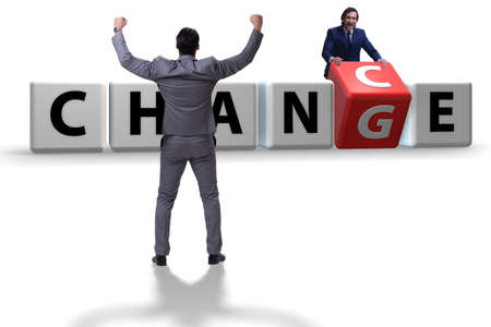 Businessman in change and chance conceptの写真素材