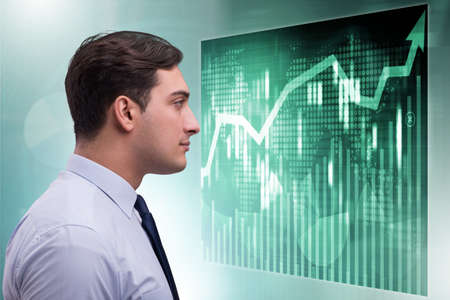 Businessman in futuristic stock trading concept