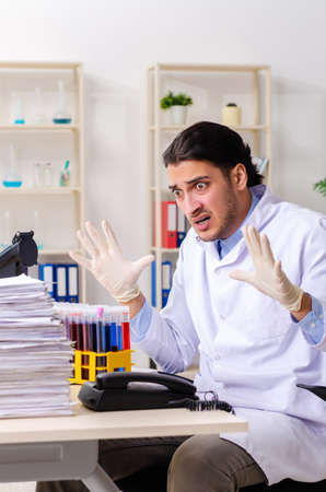 Young male chemist working in the labの写真素材