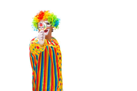 Male clown isolated on whiteの写真素材