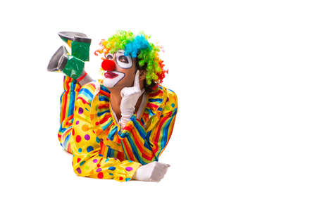 Male clown isolated on whiteの写真素材