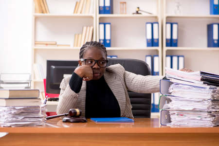 Black female lawyer in courthouseの写真素材