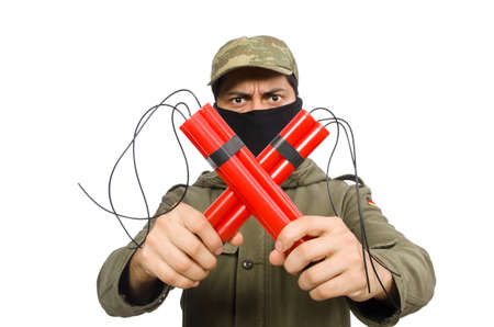 Criminal wearing mask isolated on white