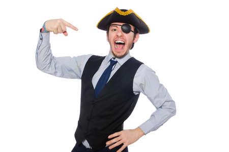 Businessman pirate isolated on white backgroundの写真素材