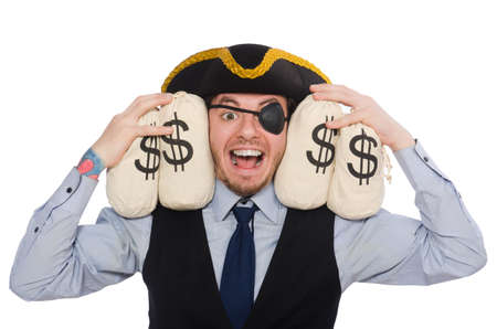 Businessman pirate isolated on white backgroundの写真素材