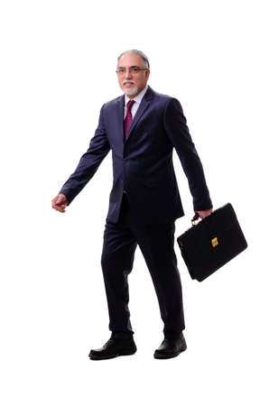 Aged businessman employee isolated on whiteの写真素材
