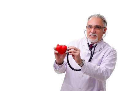 Old male doctor isolated on whiteの写真素材