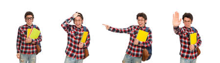 Young student isolated on whiteの写真素材