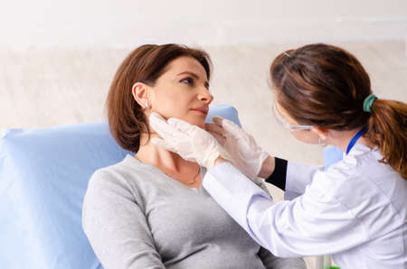 Woman preparing for cosmetic plastic surgery