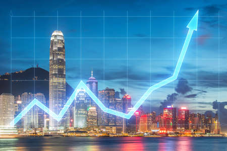 Trading concept with financial chartの写真素材