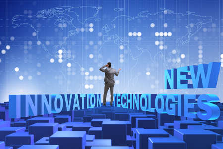 Businessman in new technologies conceptの写真素材