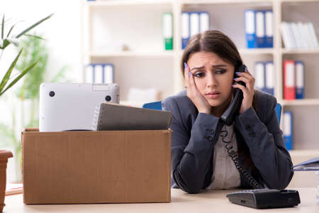 Dismissal and firing concept with woman employeeの写真素材