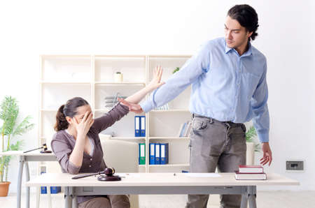 Young family in marriage divorce conceptの写真素材