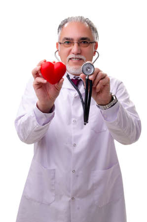 Old male doctor isolated on whiteの写真素材