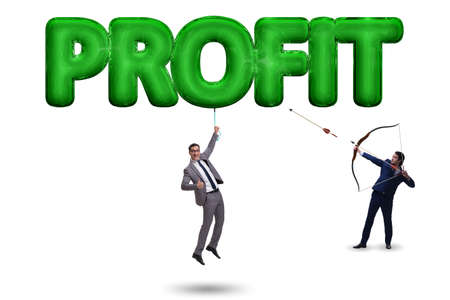 Profit concept with businessman on white