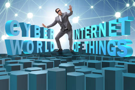Businessman in internet of things conceptの写真素材