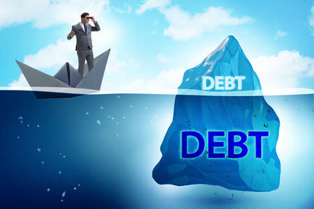 Debt and loan concept with hidden icebergの写真素材