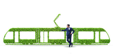 Businessman with green ecological vehicleの写真素材