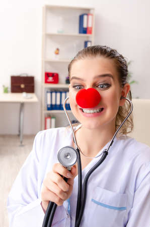 Funny female doctor working in the clinicの写真素材