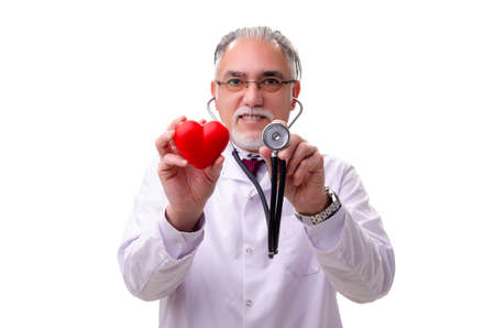 Old male doctor isolated on whiteの写真素材