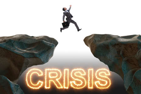 Crisis concept with businessman in business concept