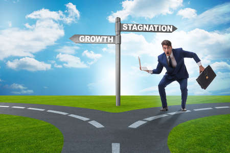 Concept of choice between growth and stagnationの写真素材