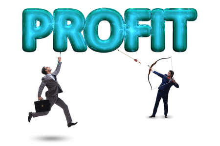 Profit concept with businessman on white