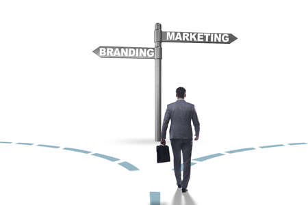 Branding and marketing concept with businessmanの写真素材