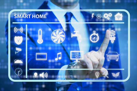 Smart home concept with devices and appliances