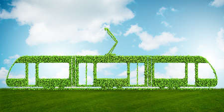 Green low emission electic vehicle concept - 3d rendering