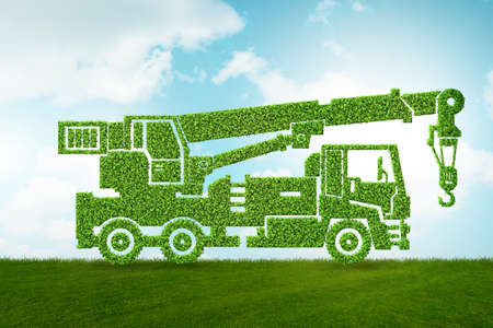 Green low emission electic vehicle concept - 3d renderingの写真素材