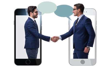 Concept of communication with businessmen handshakingの写真素材
