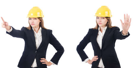 Young female architect isolated on whiteの写真素材