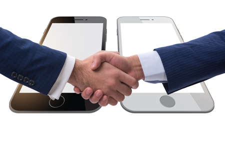 Concept of communication with businessmen handshakingの写真素材