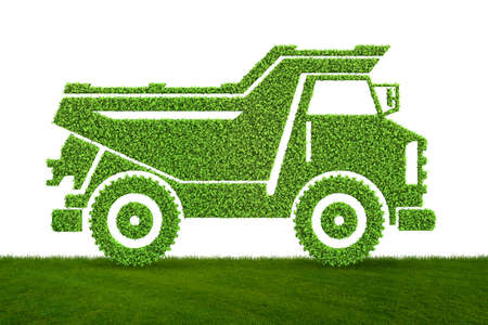 Green low emission electic vehicle concept - 3d renderingの写真素材