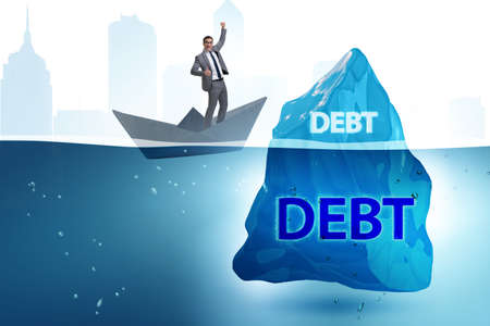 Debt and loan concept with hidden icebergの写真素材