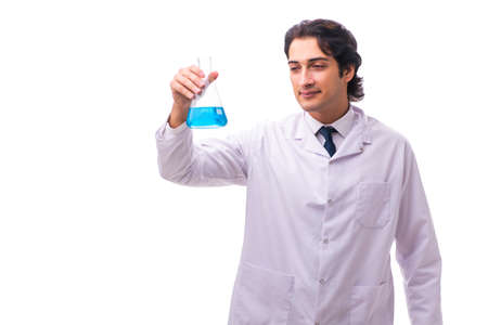 Young chemist isolated on white backgroundの写真素材