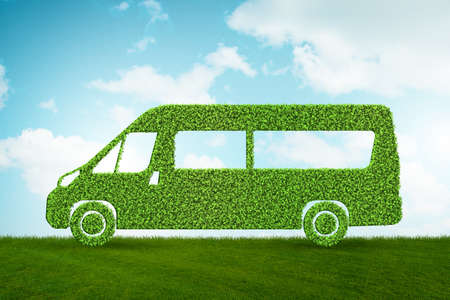 Green low emission electic vehicle concept - 3d renderingの写真素材