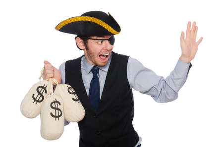 Businessman pirate isolated on white backgroundの写真素材