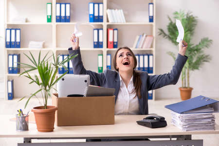 Dismissal and firing concept with woman employeeの写真素材