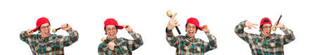 Funny guy singing isolated on white