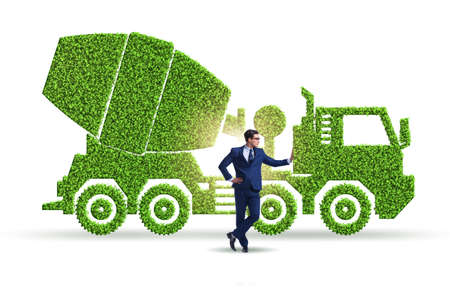 Businessman with green ecological vehicleの写真素材