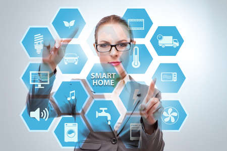 Smart home concept with woman