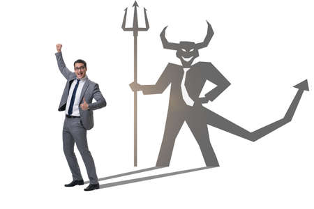 Devil hiding in the businessman - alter ego conceptの写真素材