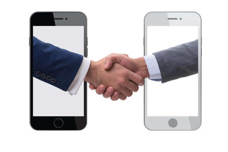 Concept of communication with businessmen handshakingの写真素材